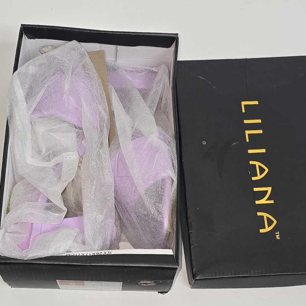 Liliana Lavender Chunky Platform Heel Basket Weave Cover Slip On Size 8 - Picture 2 of 7